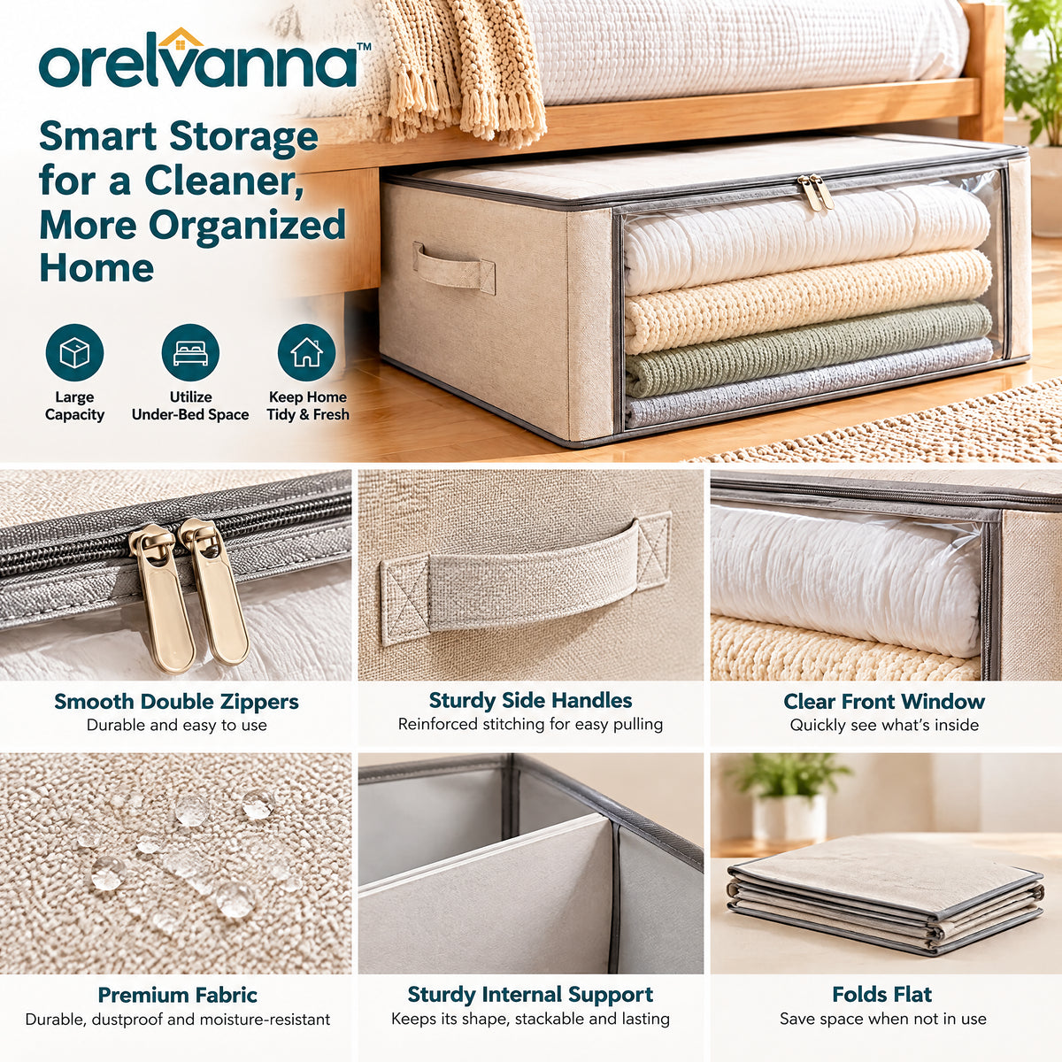 Orelvanna™ Foldable Under-Bed Storage Organizer — image 2