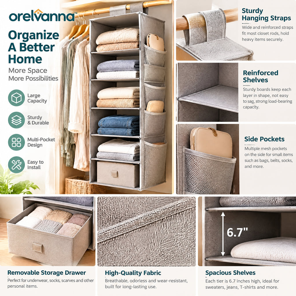 Orelvanna™ Hanging Closet Shelf Organizer — image 2