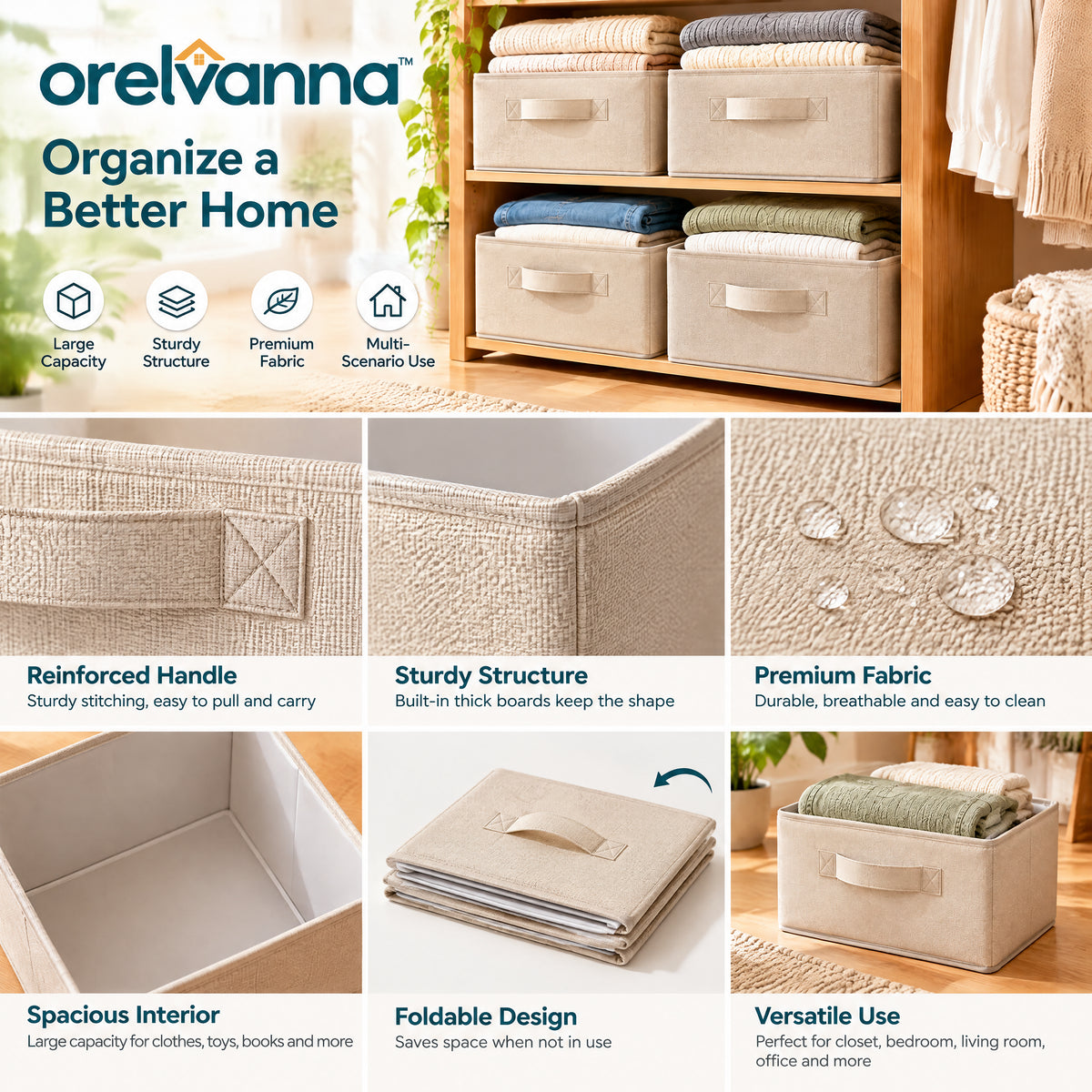 Orelvanna™ Fabric Closet Storage Bin Set — image 4