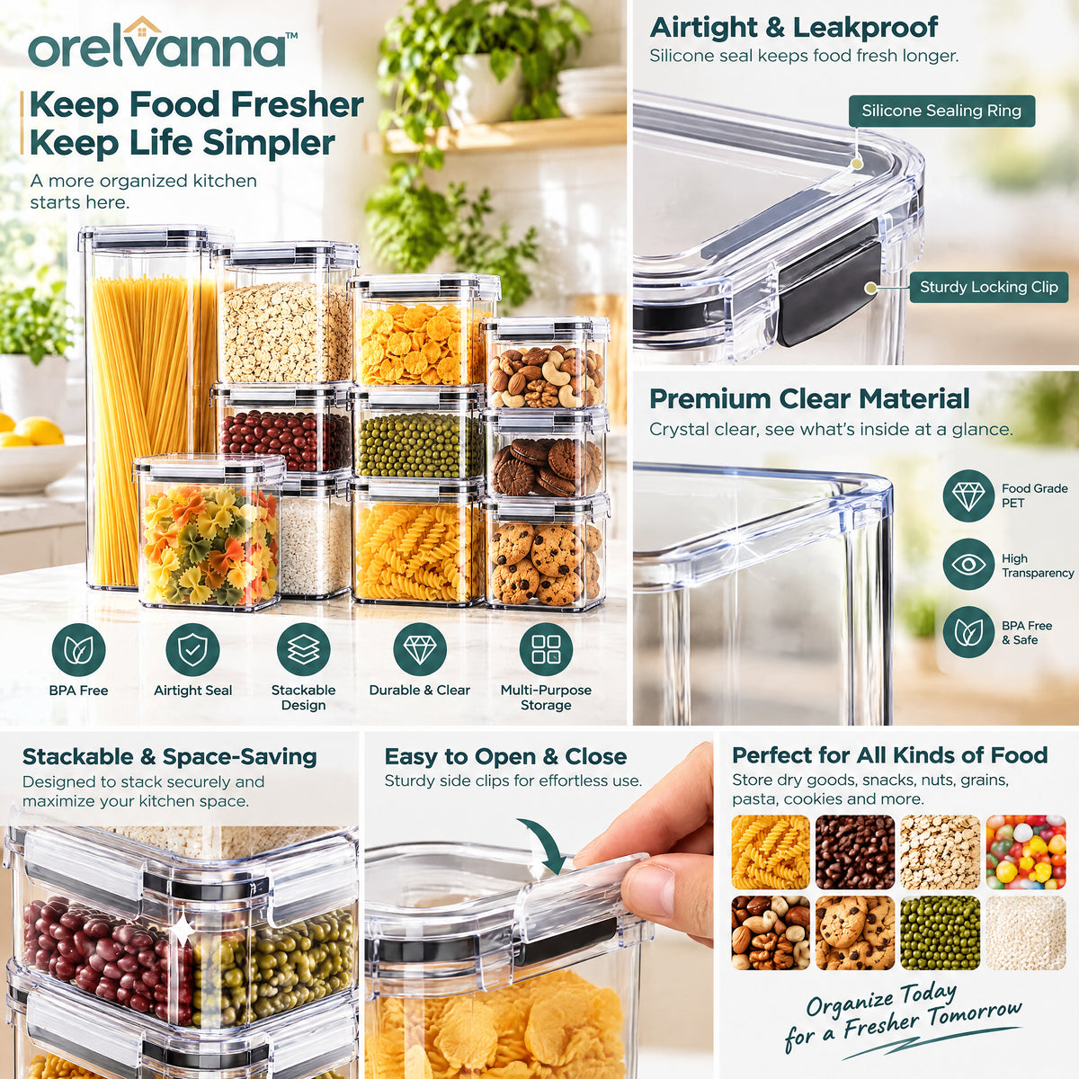 Orelvanna™ Clear Pantry Container Set — image 3