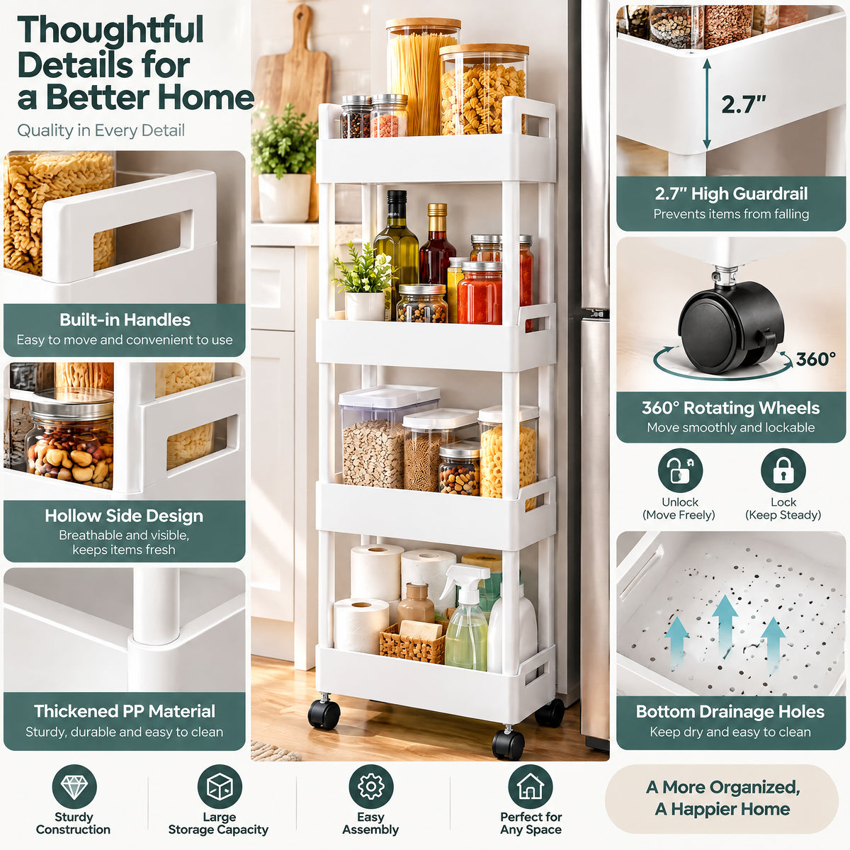 Orelvanna™ Slim Rolling Storage Cart — image 5
