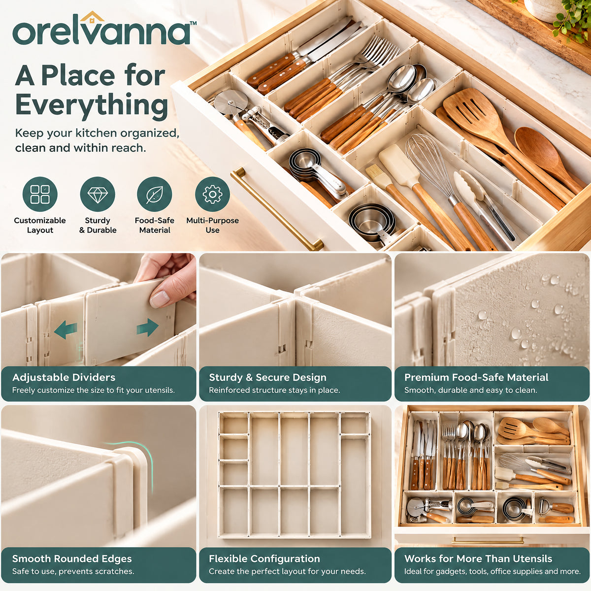 Orelvanna™ Adjustable Drawer Divider Organizer Set — image 2