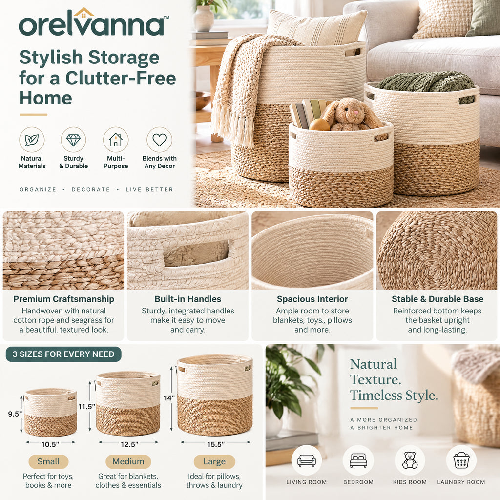 Orelvanna™ Woven Decorative Storage Basket Set — image 3