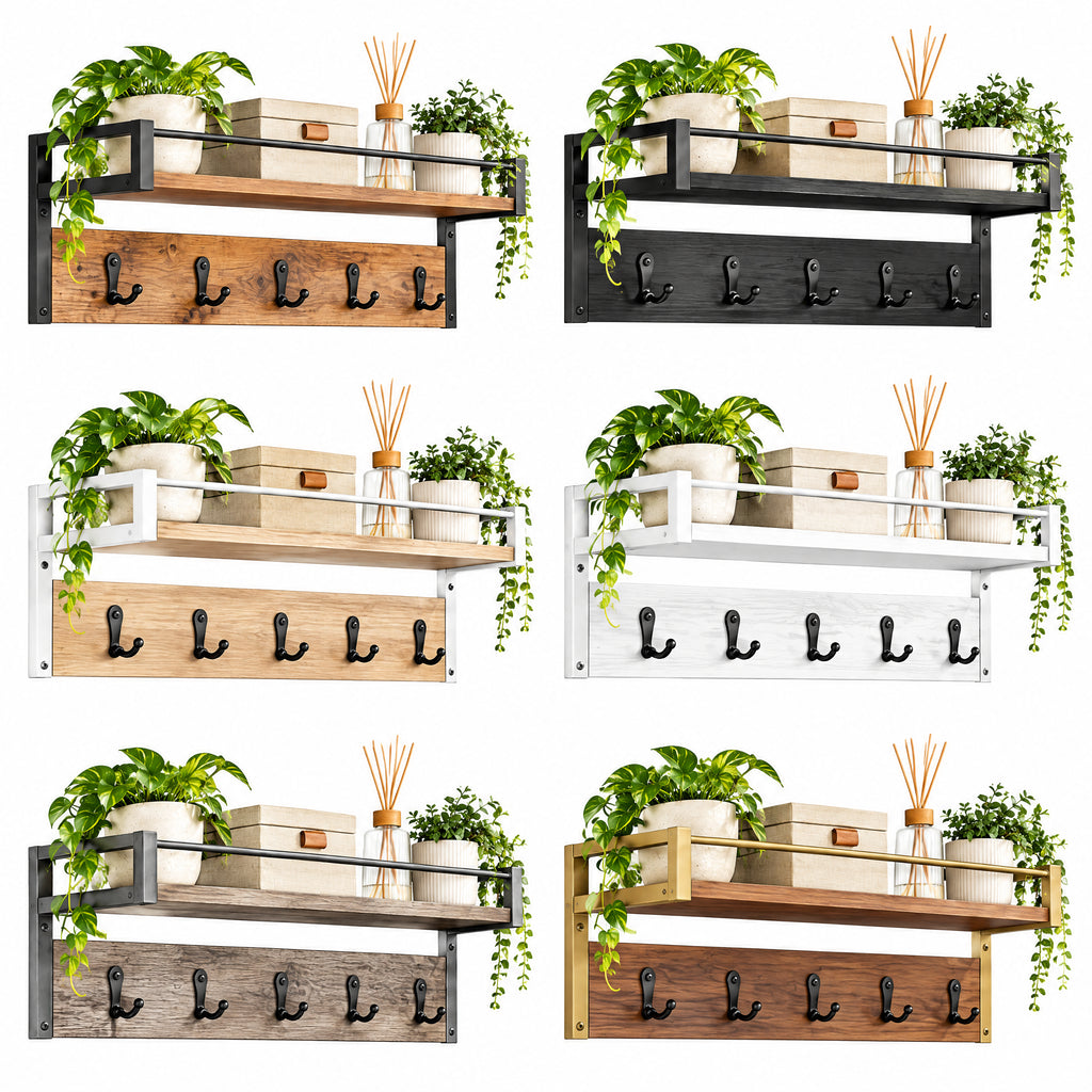Orelvanna™ Wall-Mounted Entryway Shelf with Hooks — image 2
