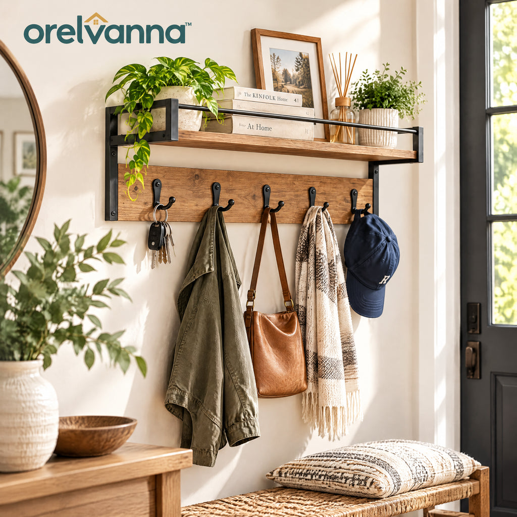 Orelvanna™ Wall-Mounted Entryway Shelf with Hooks — image 4