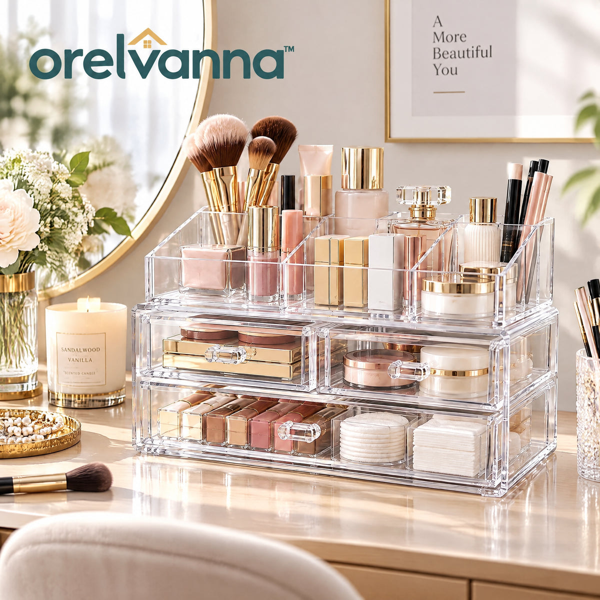 Orelvanna™ Clear Acrylic Makeup Organizer with Drawers — image 5