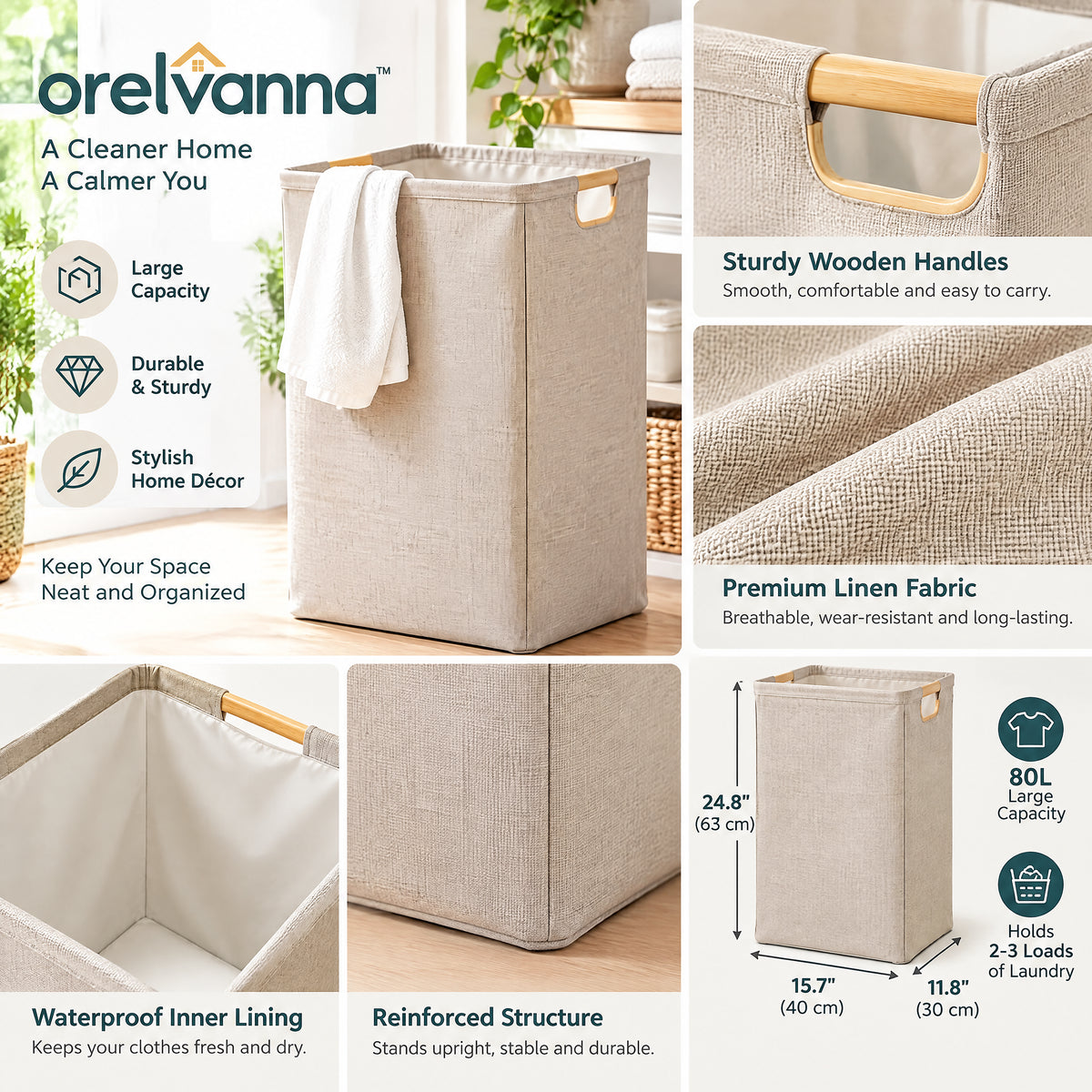 Orelvanna™ Large Fabric Laundry Hamper — image 2